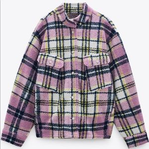 Wool blend plaid shirt